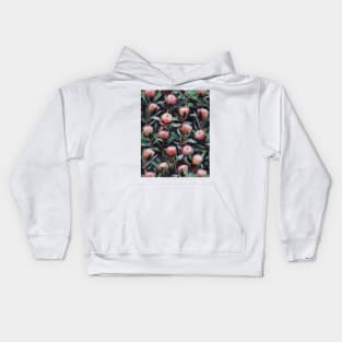 Evening Proteas - Pink on Charcoal Kids Hoodie